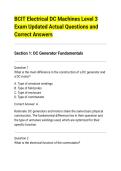 BCIT Electrical DC Machines Level 3&NewLine;Exam Updated Actual Questions and&NewLine;Correct Answers&NewLine;Section 1&colon; DC Generator Fundamentals
