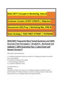WGU D077 Concepts in Marketing&comma; Sales &&NewLine;Customer Contact LATEST UPDATE &vert; Objective&NewLine;Assessment &lpar;OA&rpar; Prep &vert; Marketing Mix&comma; CRM &&NewLine;Sales Strategy &vert; PASS FIRST ATTEMT &vert; TESTBANK&NewLine;2026&sol;2027 Frequently Most Tested Questions and 100&percnt;&NewLine;Accurate From Past papers