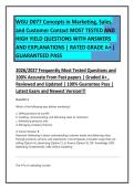 WGU D077 Concepts in Marketing&comma; Sales&comma;&NewLine;and Customer Contact MOST TESTED AND&NewLine;HIGH YIELD QUESTIONS WITH ANSWERS&NewLine;AND EXPLANATIONS &vert; RATED GRADE A&plus; &vert;&NewLine;GUARANTEED PASS&NewLine;2026&sol;2027 Frequently Most Tested Questions and&NewLine;100&percnt; Accurate From Past papers &vert; Graded 