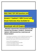 WGU D662 TOP 100 Questions and&NewLine;Answers &vert; Updated &vert; 100&percnt; Correct with&NewLine;Simple Rationales Now Available for&NewLine;Downloads with All Chapters&NewLine;2026&sol;2027 Frequently Most Tested Questions and 100&percnt;&NewLine;Accurate From Past papers &vert; Graded A&plus; &comma; Reviewed and&NewLine;Updated &vert; 1
