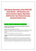 CISR Agency Operations Latest PRACTICE &NewLine;Exam Review &ndash; 200 Questions and &NewLine;Correct Answers&sol; Agency Operations &NewLine;CISR Practice Test &lpar;Newest Correctly &NewLine;Answered Practice Test&rpar;