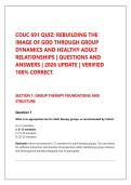 COUC 691 QUIZ&colon; REBUILDING THE &NewLine;IMAGE OF GOD THROUGH GROUP &NewLine;DYNAMICS AND HEALTHY ADULT &NewLine;RELATIONSHIPS &vert; QUESTIONS AND &NewLine;ANSWERS &vert; 2026 UPDATE &vert; VERIFIED &NewLine;100&percnt; CORRECT&period;