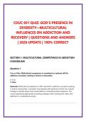 COUC 691 QUIZ&colon; GOD&rsquo;S PRESENCE IN &NewLine;DIVERSITY&mdash;MULTICULTURAL &NewLine;INFLUENCES ON ADDICTION AND &NewLine;RECOVERY &vert; QUESTIONS AND ANSWERS &NewLine;&vert; 2026 UPDATE &vert; 100&percnt; CORRECT