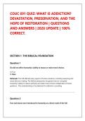 COUC 691 QUIZ&colon; WHAT IS ADDICTION&quest; &NewLine;DEVASTATION&comma; PRESERVATION&comma; AND THE &NewLine;HOPE OF RESTORATION &vert; QUESTIONS &NewLine;AND ANSWERS &vert; 2026 UPDATE &vert; 100&percnt; &NewLine;CORRECT&period;