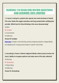 NURSING 110 EXAM ONE REVIEW QUESTIONS AND ANSWERS 100&percnt; VERIFIED
