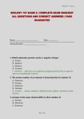 BIOLOGY 101 EXAM 2 &vert; COMPLETE EXAM 2026&sol;2027 ALL QUESTIONS AND CORRECT ANSWERS &vert; PASS GUARANTEE