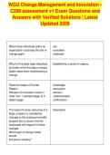 WGU Change Management and Innovation -&NewLine;C208 assessment v1 Exam Questions and&NewLine;Answers with Verified Solutions &vert; Latest&NewLine;Updated 2026