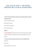 COA ACTUAL TEST 2 - ADVANCED&NewLine;OPHTHALMIC CLINICAL KNOWLEDGE