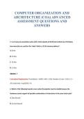 COMPUTER ORGANIZATION AND&NewLine;ARCHITECTURE &lpar;COA&rpar; ADVANCED&NewLine;ASSESSMENT QUESTIONS AND&NewLine;ANSWERS