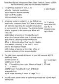 Texas Real Estate Salesperson State Exam 3 with all Correct & 100&percnt; Verified Answers &vert;Latest Version &vert;Already Graded A&plus;