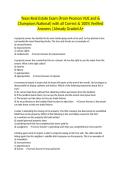 Texas Real Estate Exam &lpar;From Pearson VUE and & Champions National&rpar; with all Correct & 100&percnt; Verified Answers &vert;Already Graded A&plus;