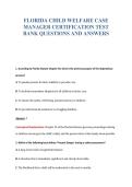 FLORIDA CHILD WELFARE CASE&NewLine;MANAGER CERTIFICATION TEST&NewLine;BANK QUESTIONS AND ANSWERS