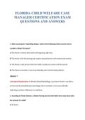 FLORIDA CHILD WELFARE CASE&NewLine;MANAGER CERTIFICATION EXAM&NewLine;QUESTIONS AND ANSWERS