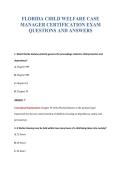 FLORIDA CHILD WELFARE CASE&NewLine;MANAGER CERTIFICATION EXAM&NewLine;QUESTIONS AND ANSWERS