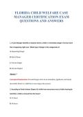FLORIDA CHILD WELFARE CASE&NewLine;MANAGER CERTIFICATION EXAM&NewLine;QUESTIONS AND ANSWERS