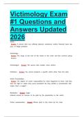 Victimology Exam -1 Questions and Answers Updated 2026