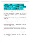 victimology final exam   latest 2026 &vert; 2027 package deal Questions and Answers All Verified