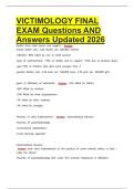VICTIMOLOGY FINAL EXAM Questions AND Answers1 Updated 2026