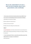 HEALTH ASSESSMENT EXAM 2 -&NewLine;ADVANCED NURSING PRACTICE&NewLine;QUESTIONS AND ANSWERS