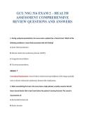 GCU NSG 316 EXAM 2 &ndash; HEALTH&NewLine;ASSESSMENT COMPREHENSIVE&NewLine;REVIEW QUESTIONS AND ANSWERS