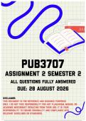 PUB3707 Assignment 2 Semester 2 MEMO &vert; Due 28 August 2026&NewLine;