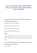 GCU NSG 316 HEALTH ASSESSMENT&NewLine;FINAL EXAM PRACTICE QUESTIONS&NewLine;AND ANSWERS