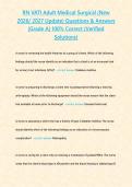 RN VATI Adult Medical Surgical &lpar;New 2026&sol; 2027 Update&rpar; Questions & Answers &lbrace;Grade A&rcub; 100&percnt; Correct &lpar;Verified Solutions&rpar;&NewLine;&NewLine;