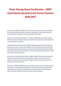 Music Therapy Board Certification &ndash; CBMT Exam Review Questions and Correct Answers for 2026&sol;2027 Exam Preparation