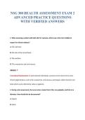 NSG 300 HEALTH ASSESSMENT EXAM 2&NewLine;ADVANCED PRACTICE QUESTIONS&NewLine;WITH VERIFIED ANSWERS
