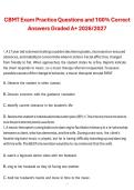 CBMT Exam Practice Questions and Correct Answers for 2026&sol;2027 Exam Preparation