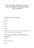 NLN NEX &lpar;PRE-ADMISSION EXAM&rpar;&NewLine;ADVANCED PREP BANK QUESTIONS&NewLine;AND ANSWERS