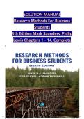 Solution Manual for Research Methods for Business Students&comma; 8th Edition by Mark N&period;K&period; Saunders&comma; Philip Lewis & Adrian Thornhill &vert; Complete Chapters 1&ndash;14 with Verified Solutions & Detailed Rationales &vert; 2025&sol;2026 Updated &vert; A&plus; Graded