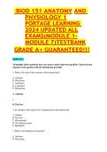 BIOD 151 Anatomy and Physiology 1 Portage Learning Test Bank 2026&sol;2027 &vert; Modules 1&ndash;7 Exam Questions&comma; Answers & Study Guide