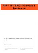A&P 1 BIOD 151 Module 6 Problem Set 2026&sol;2027 &vert; Portage Learning Practice & Study Guide