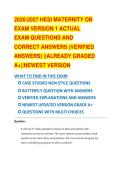 2026&sol;2027 HESI MATERNITY OB EXAM VERSION 1 ACTUAL&NewLine;EXAM 150 QUESTIONS AND CORRECT ANSWERS &lpar;VERIFIED ANSWERS&rpar; &vert;&vert;ALREADY GRADED A&plus;&vert;&vert;NEWEST VERSION WITH MOST TESTED AND HIGLY REPEATED IN PAST YEARS 