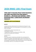 2026 RNSG 1301 Final Exam  2026&sol;2027 Frequently Most Tested Questions and 100&percnt; Accurate From Past papers &vert; Graded A&plus; &comma; Reviewed and Updated &vert; 100&percnt; Guarantee Pass &vert; Latest Exam and Newest Version&excl;&excl;&excl;&NewLine;