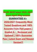 NURS 6630 latest 2026-2027 exam April-May session&NewLine;GUARANTEED A&plus; 2026&sol;2027 Frequently Most Tested Questions and 100&percnt; Accurate From Past papers &vert; Graded A&plus; &comma; Reviewed and Updated &vert; 100&percnt; Guarantee Pass &vert; Latest Exam and Newest Version&excl;&excl;&excl;