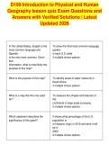 D199 Introduction to Physical and Human&NewLine;Geography lesson quiz Exam Questions and&NewLine;Answers with Verified Solutions &vert; Latest&NewLine;Updated 2026