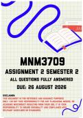MNM3709 Assignment 2 Semester 2 MEMO &vert; Due 26 August 2026