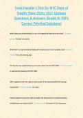 Food Handler-s Test for NYC Dept of Health&lpar;New 2026&sol; 2027 Update&rpar; Questions & Answers &lbrace;Grade A&rcub; 100&percnt; Correct &lpar;Verified Solutions&rpar;&NewLine;&NewLine;
