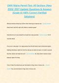 DMV Maine Permit Test All Sections&lpar;New 2026&sol; 2027 Update&rpar; questions & Answers &lbrace;Grade A&rcub; 100&percnt; Correct &lpar;Verified Solutions&rpar;&NewLine;&NewLine;