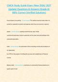 CMCA Study Guide Exam &lpar;New 2026&sol; 2027 Update&rpar; questions & Answers &lbrace;Grade A&rcub; 100&percnt; Correct &lpar;Verified Solutions&rpar;&NewLine;&NewLine;