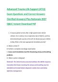 Advanced Trauma Life Support &lpar;ATLS&rpar; &NewLine;Exam Questions and Correct Answers &NewLine;&lpar;Verified Answers&rpar; Plus Rationale 2027 &NewLine;Q&A&vert; Instant Download Pdf