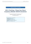 NR 511 Final Exam - Primary Care Clinical&NewLine;Competency 2026&sol;2027 UPDATE &vert;Chamberlain