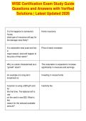 WISE Certification Exam Study Guide&NewLine;Questions and Answers with Verified&NewLine;Solutions &vert; Latest Updated 2026