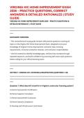 VIRGINIA HIC HOME IMPROVEMENT EXAM 2026 &ndash; PRACTICE QUESTIONS&comma; CORRECT ANSWERS & DETAILED RATIONALES &vert; STUDY GUIDE