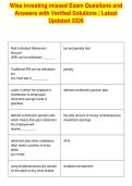Wise investing missed Exam Questions and&NewLine;Answers with Verified Solutions &vert; Latest&NewLine;Updated 2026