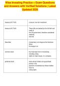 Wise Investing Practice &plus; Exam Questions&NewLine;and Answers with Verified Solutions &vert; Latest&NewLine;Updated 2026Wise Investing Practice &plus; Exam Questions&NewLine;and Answers with Verified Solutions &vert; Latest&NewLine;Updated 2026