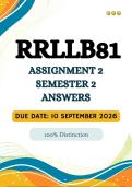 RRLLB81 Assignment 2 Semester 2 2026 &vert;&vert;&lpar;ANSWERS AND GUIDELINES&rpar;&vert;Due Date 10 September 2026