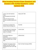 Wise Investing Practice Exam Questions and&NewLine;Answers with Verified Solutions &vert; Latest&NewLine;Updated 2026